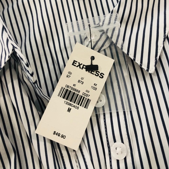 NWT Express Women's Striped Button Down Top Size Medium - Picture 3 of 3